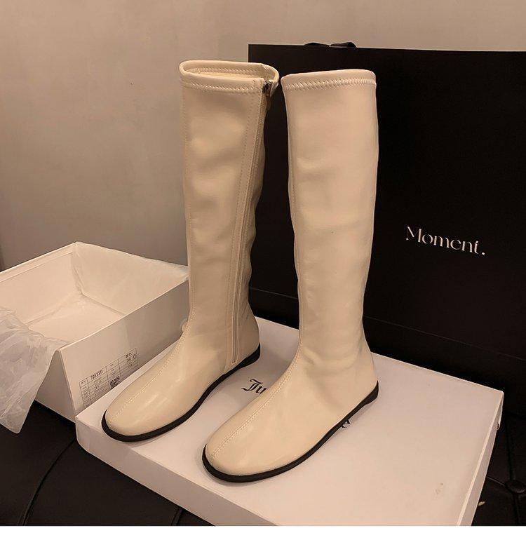 French niche long boots women's shoes 2025 new autumn and winter solid color thin but knee high knight boots