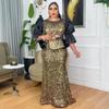Plus Size Women's New Style Heavy Sequined Fishtail Dress High-Waisted Party Evening Gown Plus Size Dresses