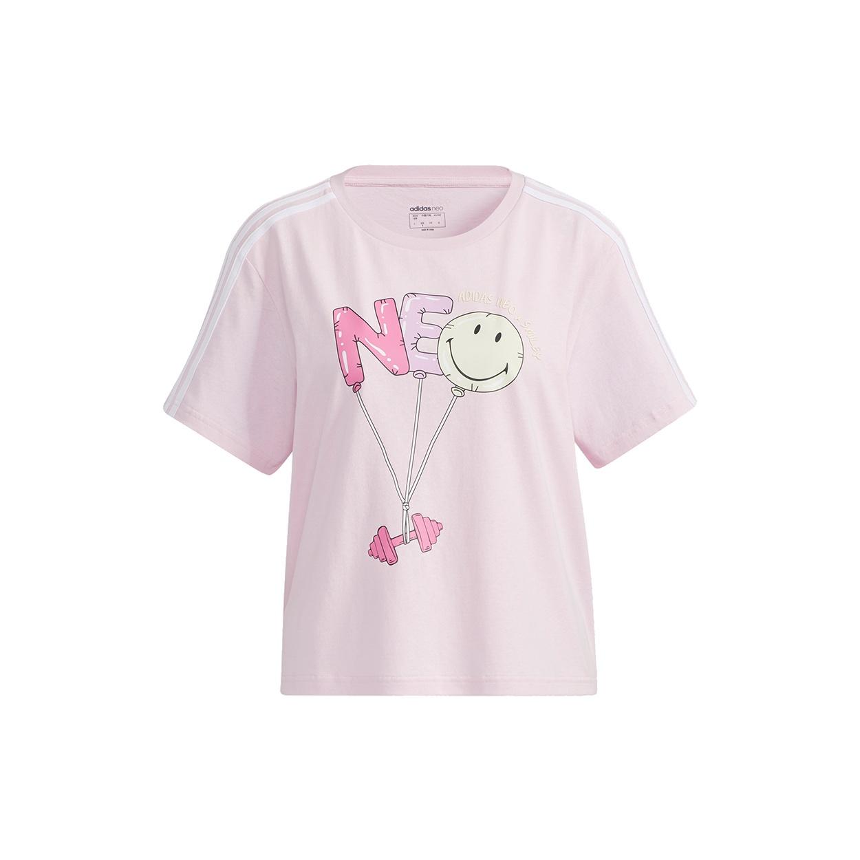 (WMNS) adidas neo Csmy Tee2 Cartoon Printing Casual Sports Short Sleeve Pink Red Women s H61983 M