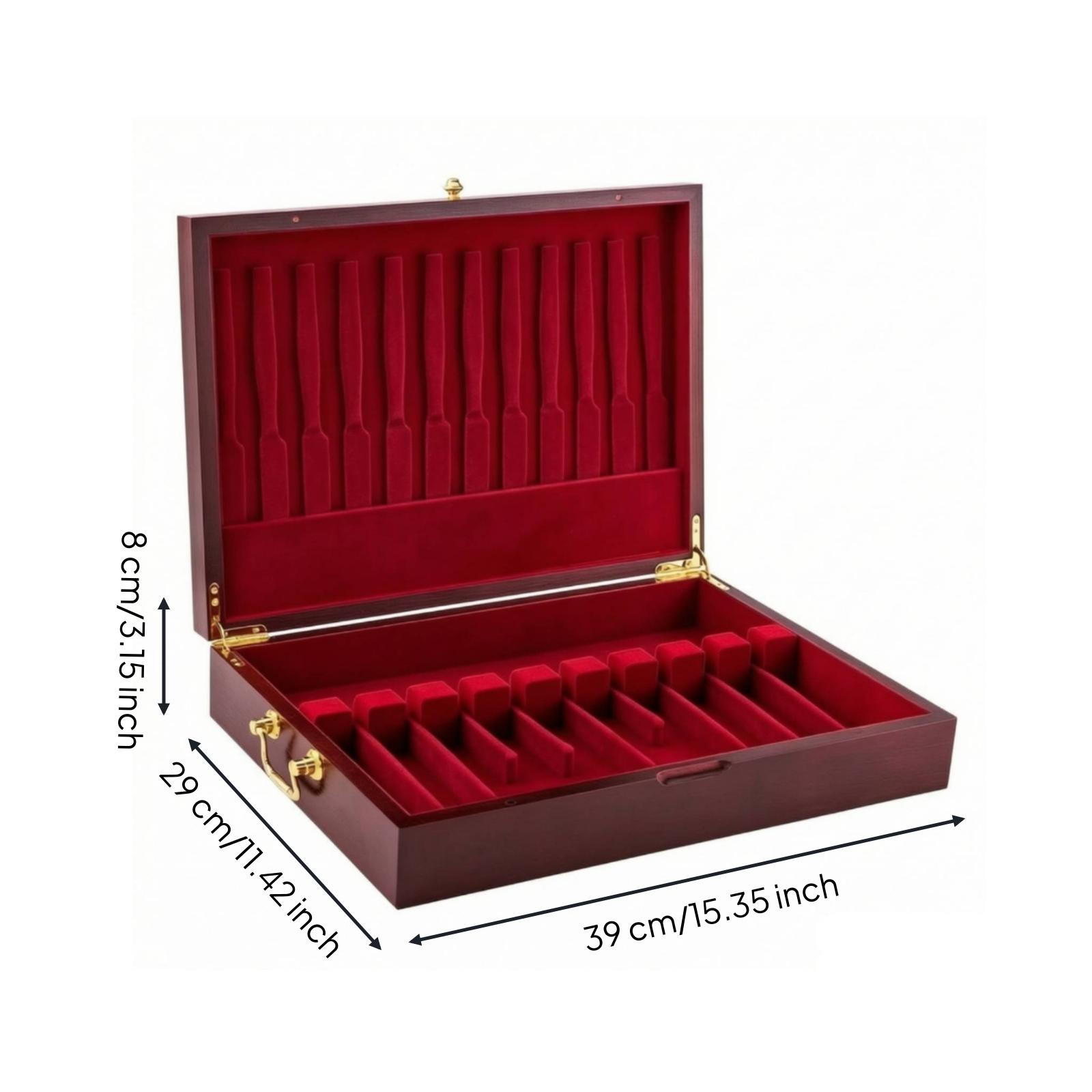 Silverware Chest with Velvet Lining Felt-Lined