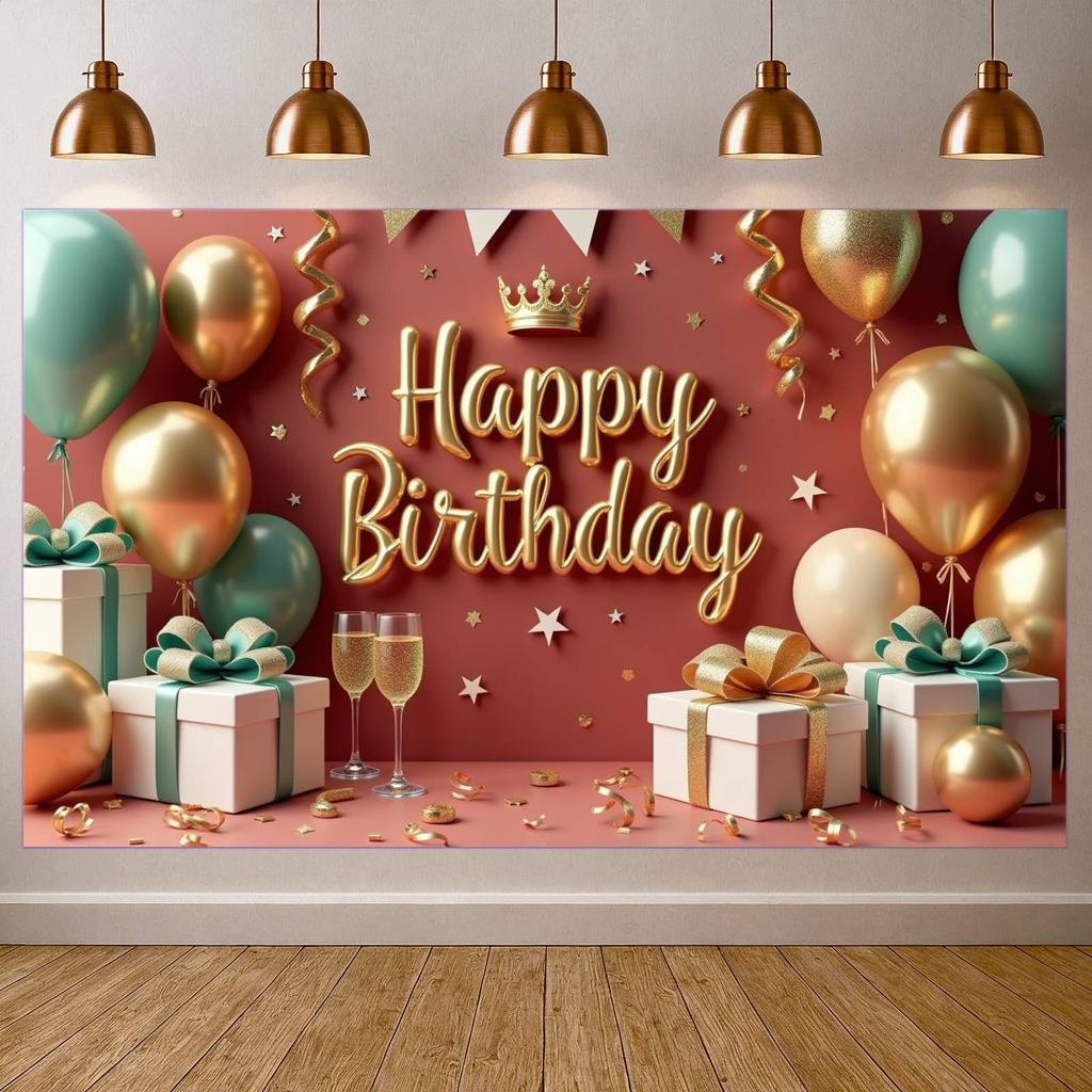Birthday Event Display Luxurious Birthday Photo Background Display Golden Crown Birthday Party Banner For Private Party