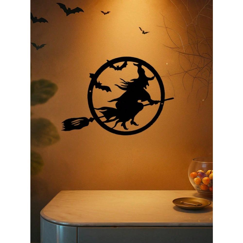 Spooky 3 Witch Wall Art Metal Mural Sticker Home Decor Kids Living Room Nursery Modern Metal Sculpture Waterproof Rustproof Durable Birthday Gift