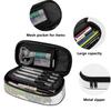 Pen Case High Capacity Zip Around Closure 300D Polyester with Mesh Pocket Removable Divider and Pen Slots for School and Study