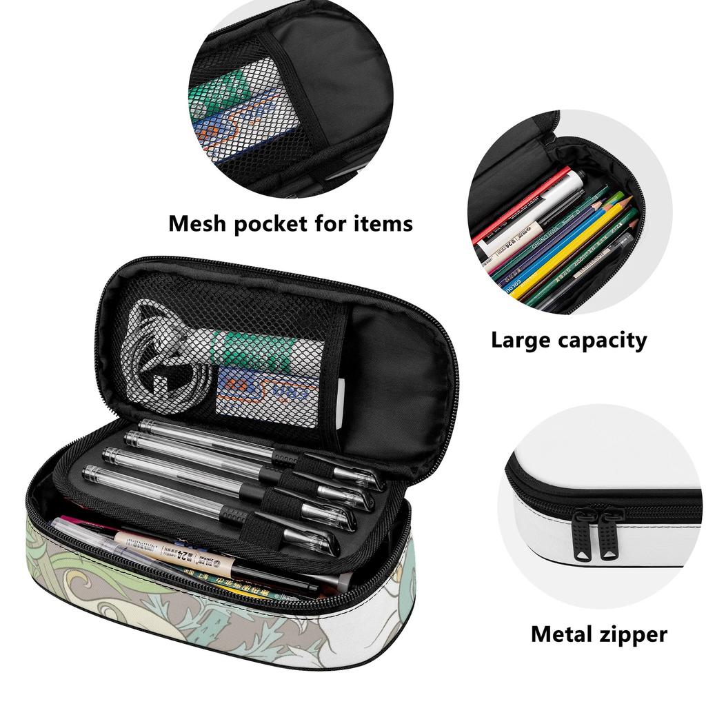 Pen Case High Capacity Zip Around Closure 300D Polyester with Mesh Pocket Removable Divider and Pen Slots for School and Study