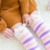 Women's Fuzzy Thigh High Socks Soft Coral Fleece Knee Socks Winter Warm Socks Comfortable over Knee High Socks Xmas-Gift