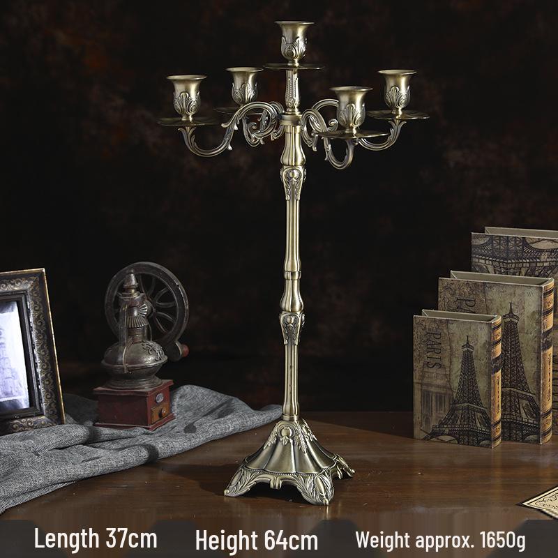 Бронзовый Ретро Металлический Подсвечник с Тремя и Пятью Рожками для Отеля, Свадьбы или Ресторанных Ужинов при Свечах.