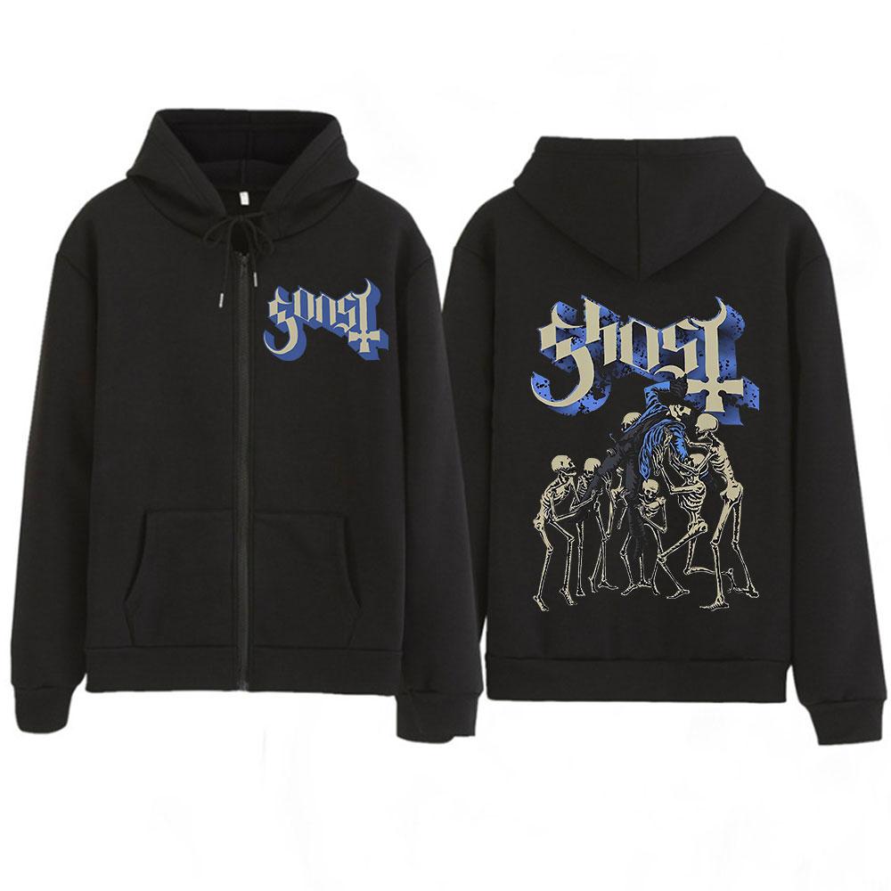 Ghost Skeletour World Tour Album Harajuku Zipper Hoodies Unisex Gothic Oversized Zip Up Sweatshirts Harajuku Hip-hop Coat