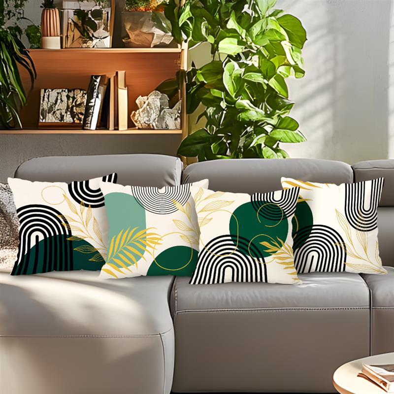 Heimdeko Modernes Geometrisches & Blattgold Kissenbezug Muster Kissenbezug Geeignet für Sofa Schlafzimmer Auto Kissenbezug