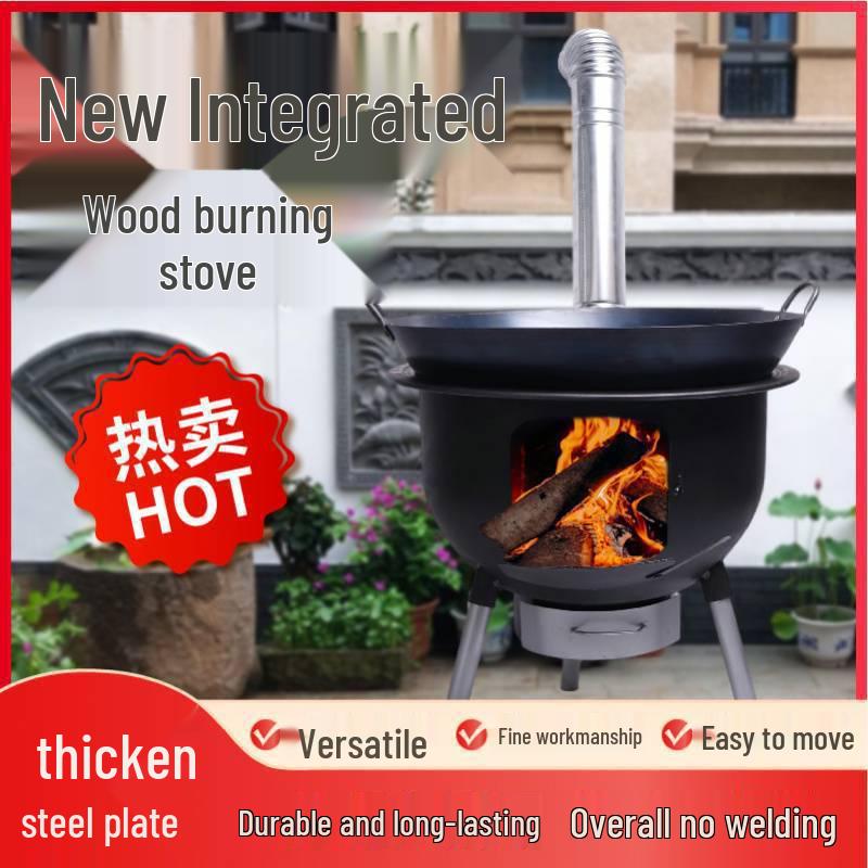 Portable Outdoor Wood-Burning Stove with Large Pot Stand