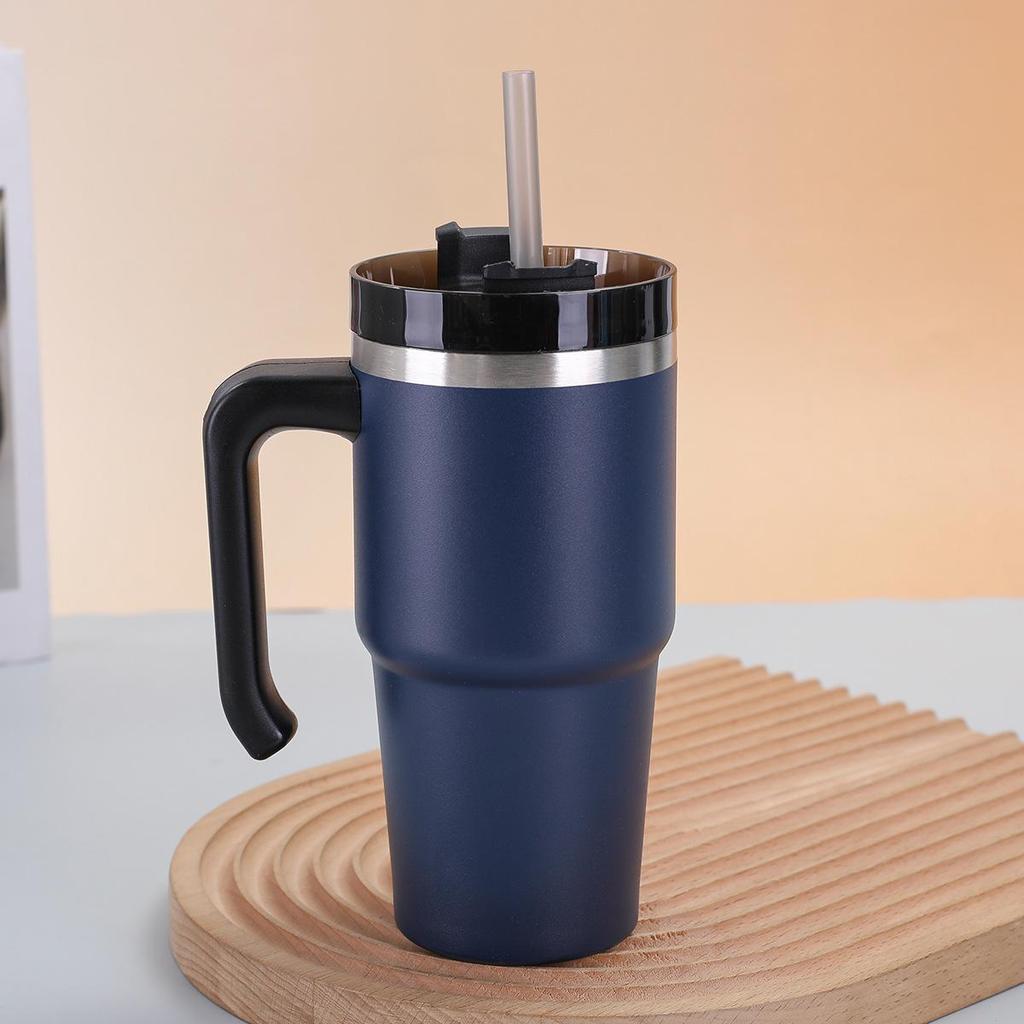 Insulated 20oz/30oz Stainless Steel Cup with Handle and Straw – Perfect Business Gift