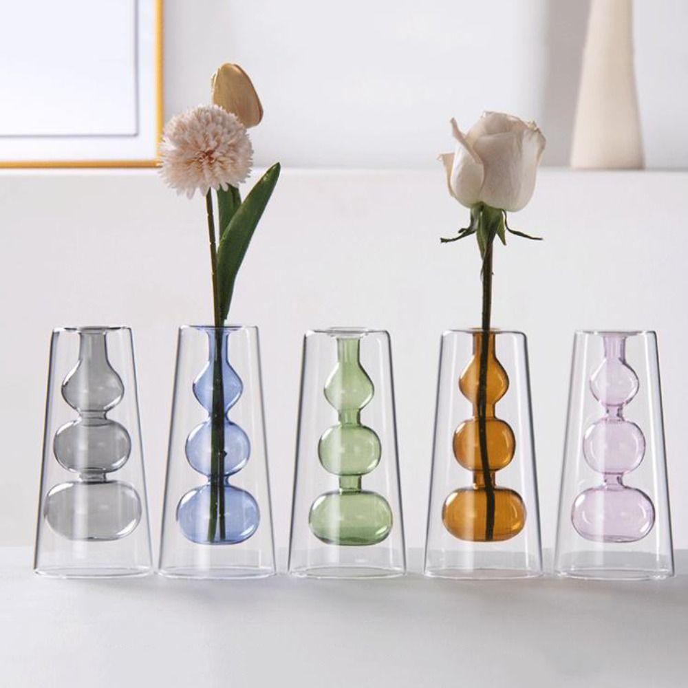 Nordic Style Colored Glass Vase Creative Aromatherapy Diffuser Bottle  Restaurant Centerpiece