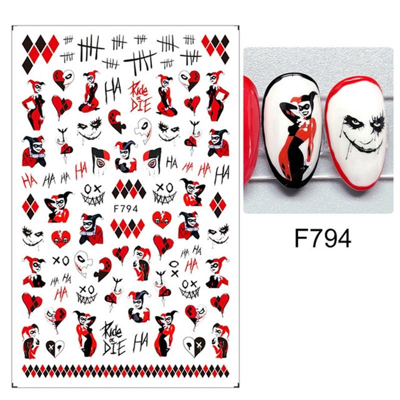 New Nail Art Stickers European and American Ghost Festival Dark Butterfly Bloodthirsty Rose Skull Zombie Nail Decal