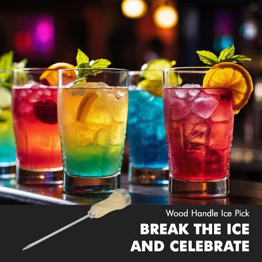 Piolet à glace avec manche en bois, outil brise-glace en acier plaqué, longueur 21,5 cm, lame de 13 cm