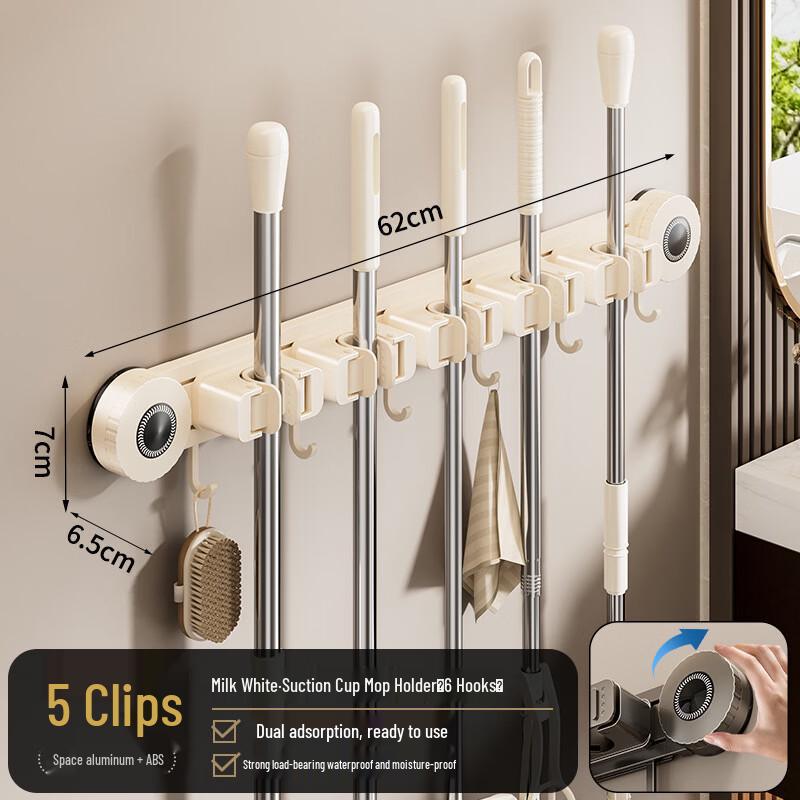 ZNMW Suction Cup Mop and Broom Wall Organizer