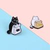 1pcs Cute Black White Cat Brooch Cartoon Animal Lapel Pin Jewelry Gifts Badge Clothes Backpack Accessories