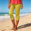 Damen Mode Einfarbig Elastische Taille Caprihose Schmal Geschnitten Spitze Besatz Leggings Freizeit Sporthose