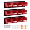 Wall Mounted Storage Bins, 12 Plastic Bins & 3 Metal Rails, Plastic Hanging Stackable Storage Bin for Screws, Nuts, Bolts, Nails