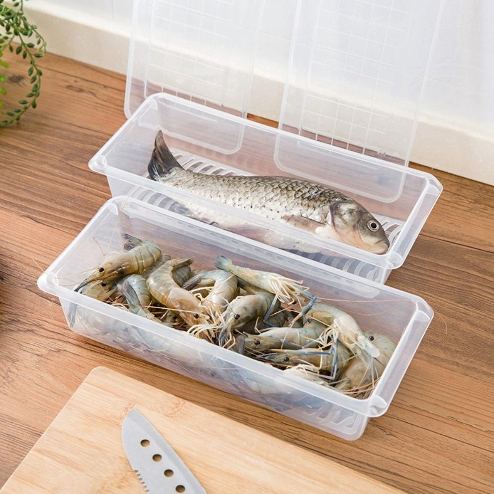 2pcs Transparent Food Storage Boxes PP Vegetable Crisper Container  Refrigerator Use