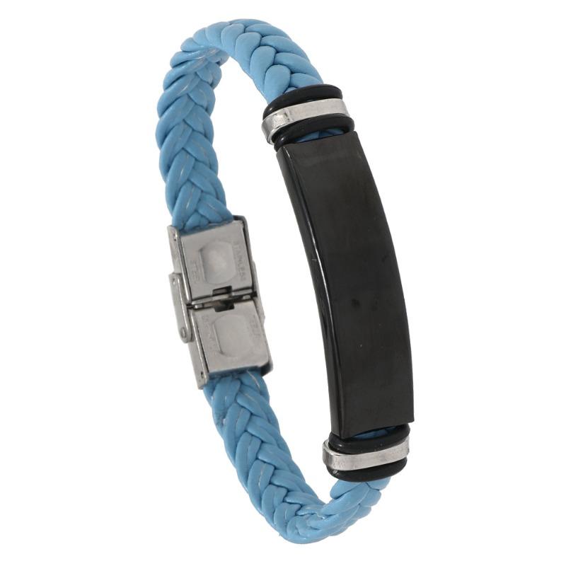 Meier Beautiful jewelry braided stainless steel men bracelet casual glossy leather bracelet bracelet