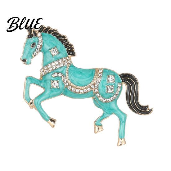 Heroic Vibe Brooch Enamel Horse Rhinestones Inlaid Lapel Pin Retro