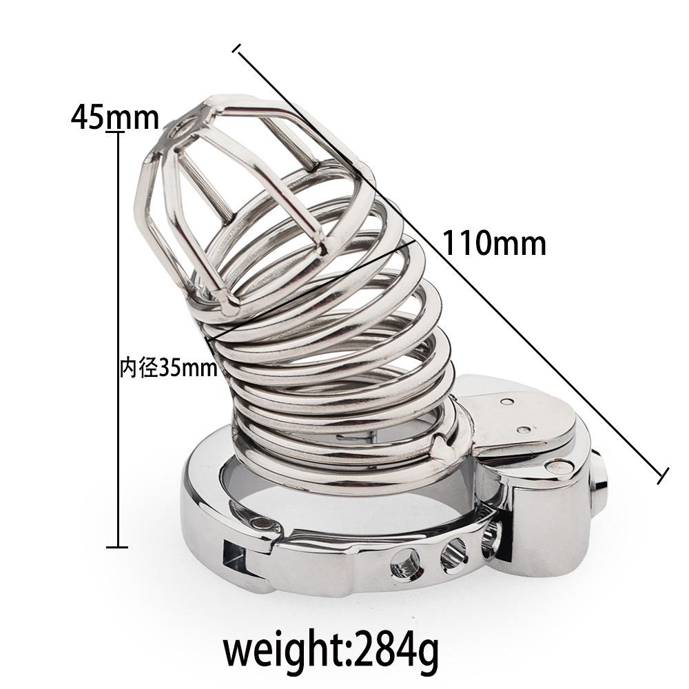 Male Metal Chastity Lock, Sissy Silver Chastity Cage, 6 Positions Adjustable Abstinence Chastity Device, Adult Erotic Products