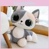 Adorable Plush Cat Doll Soft Stuffed Animal Pillow In Grey And Black For Kids Gifts