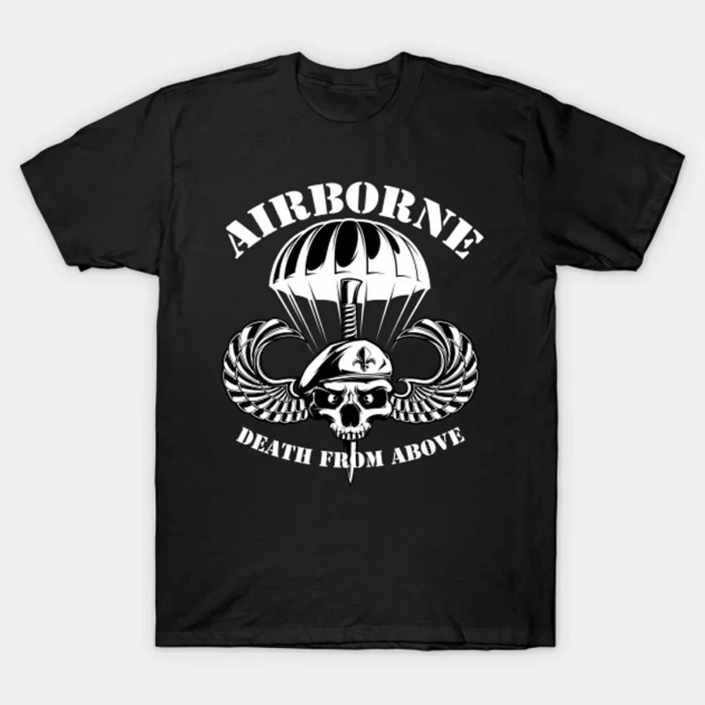 Death From Above. Airborne Skull Badge T-Shirt 100% Cotton O-Neck Summer Short Sleeve Casual Mens T-shirt Size S-3XL