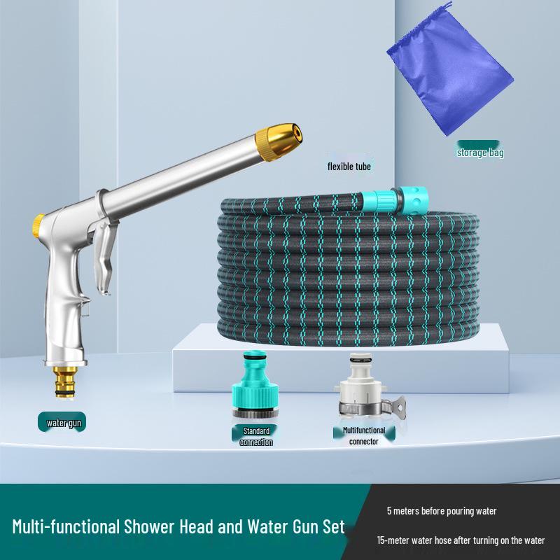 High-Pressure Water Gun for Car Wash, Flower Watering, and Floor Cleaning with Retractable Hose and Powerful Sprinkler.