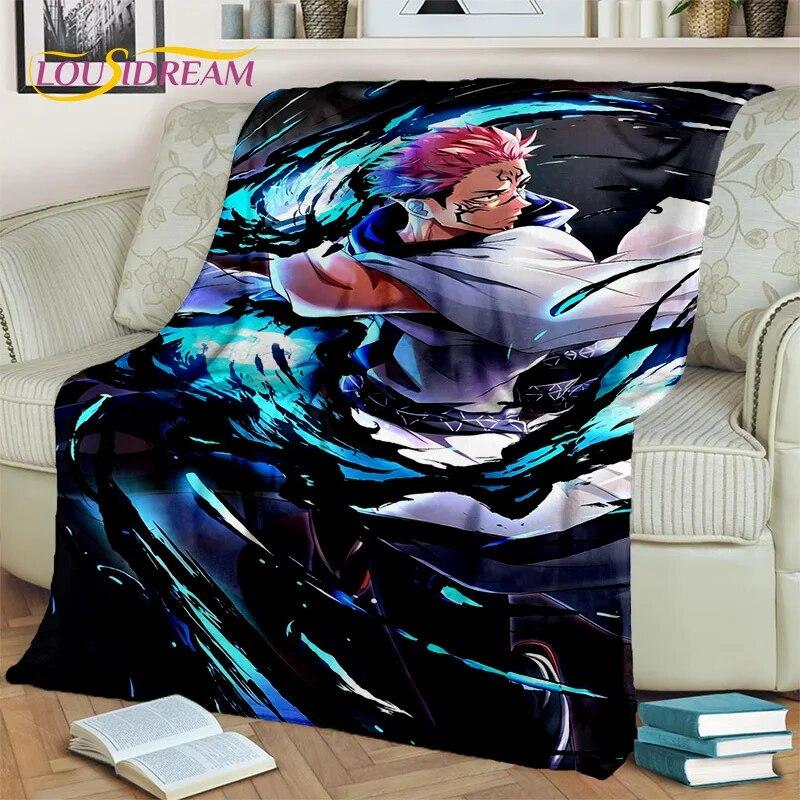 Anime Jujutsu Kaisen Itadori Yuji 3D Blanket,Soft Throw Blanket for Home Bedroom Bed Sofa Picnic Travel Office Cover Blanket Kid