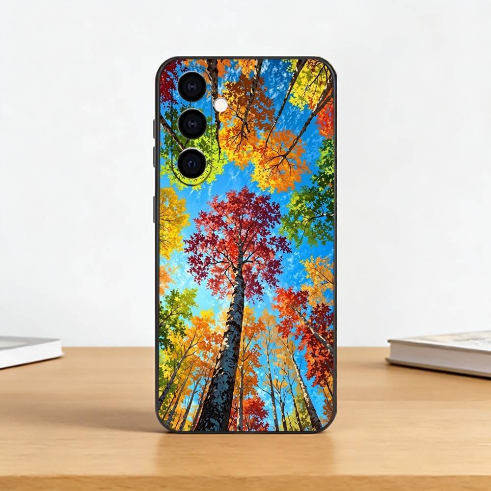 

Colorful L-Leaves Phone Case For Samsung Galaxy A73,A72,A71,A70,A53,A52,A51,Others Soft Black Cover Samsung a53 5g