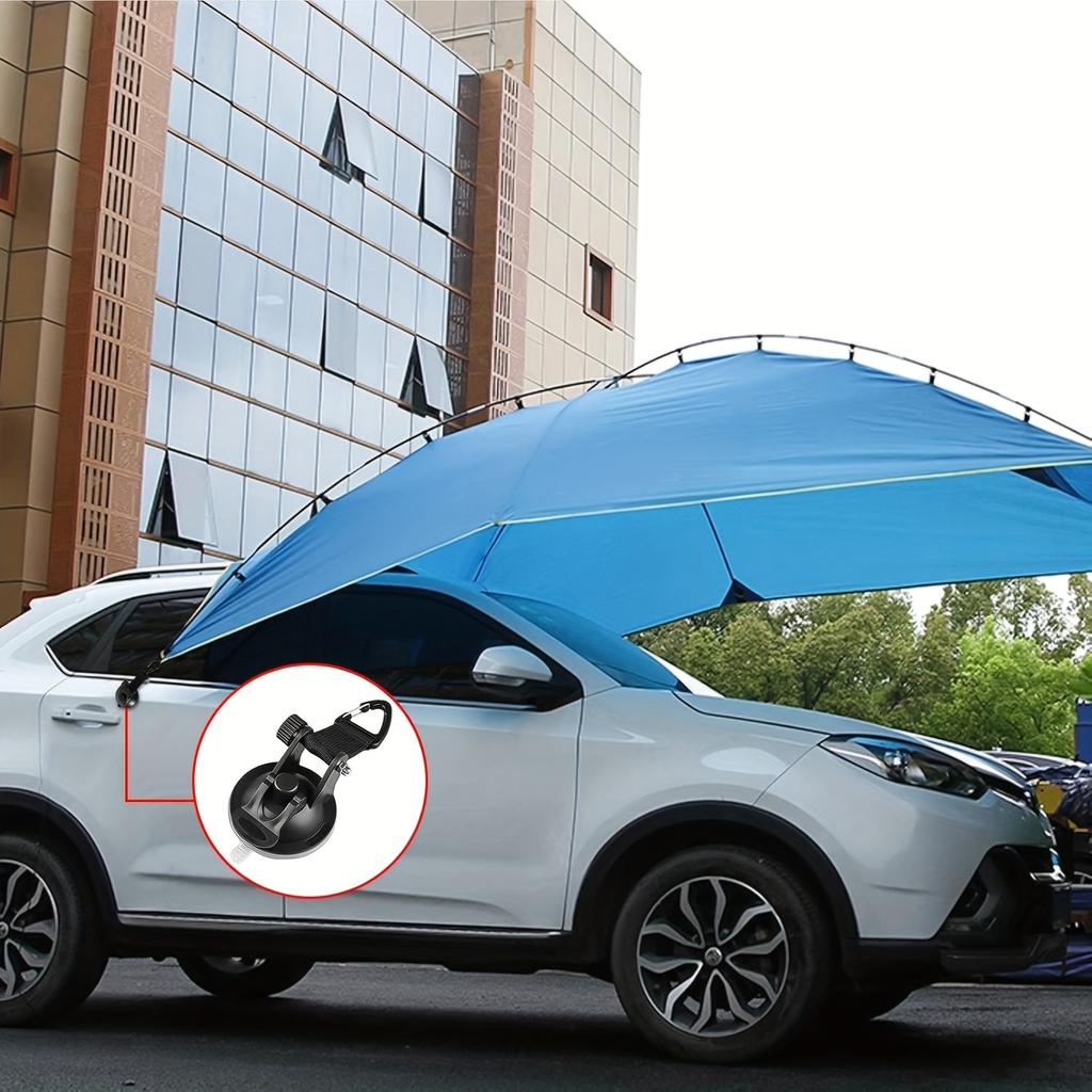 4pcs Heavy Duty Suction Cup Hooks for Outdoor Camping, Car Tent, Awning, and Boat - Portable PVC Tie Down Hooks with Secure Latch Mechanism