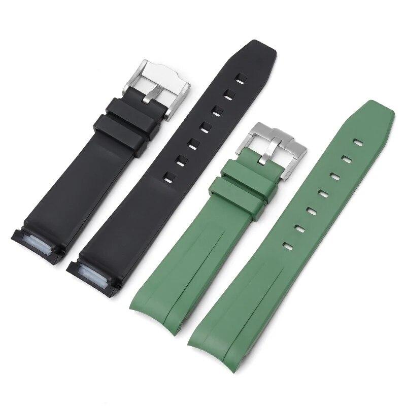 20mm Fluoro Rubber Strap for Rolex Daytona Curved End Sport Waterproof FKM Watch Band for Omega X Swatch Moonswatch with Tools
