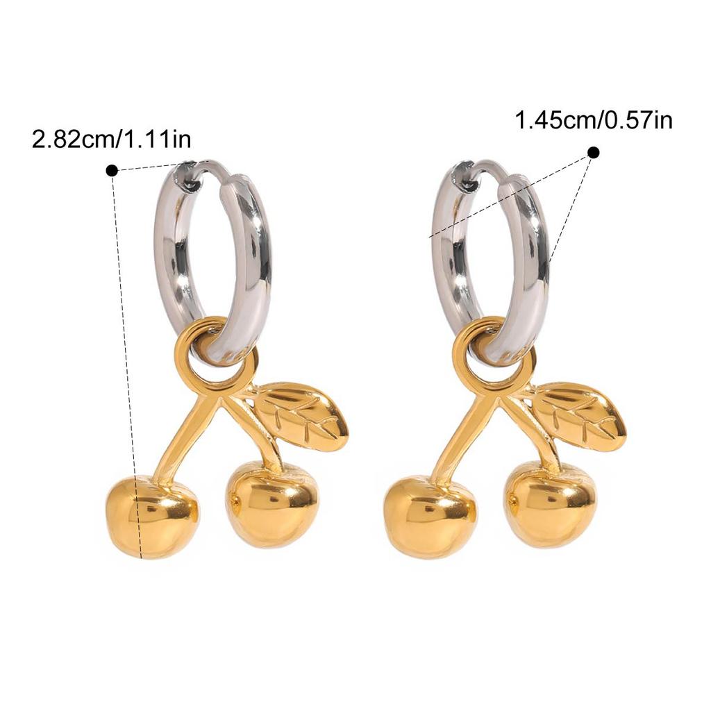 Stainless Steel Distinctive Cherry Pendant Earrings Waterproof 18K PVD Plated Popular Jewelry Wholesales Accessories