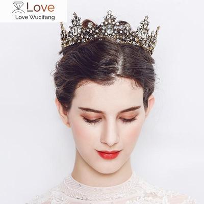Barock Vintage Brautkrone Hochzeit Mehrfarbige Strasssteine Runde Tiara Krone Festzug Abschlussball Diadem Fotografie Königin Kopfschmuck