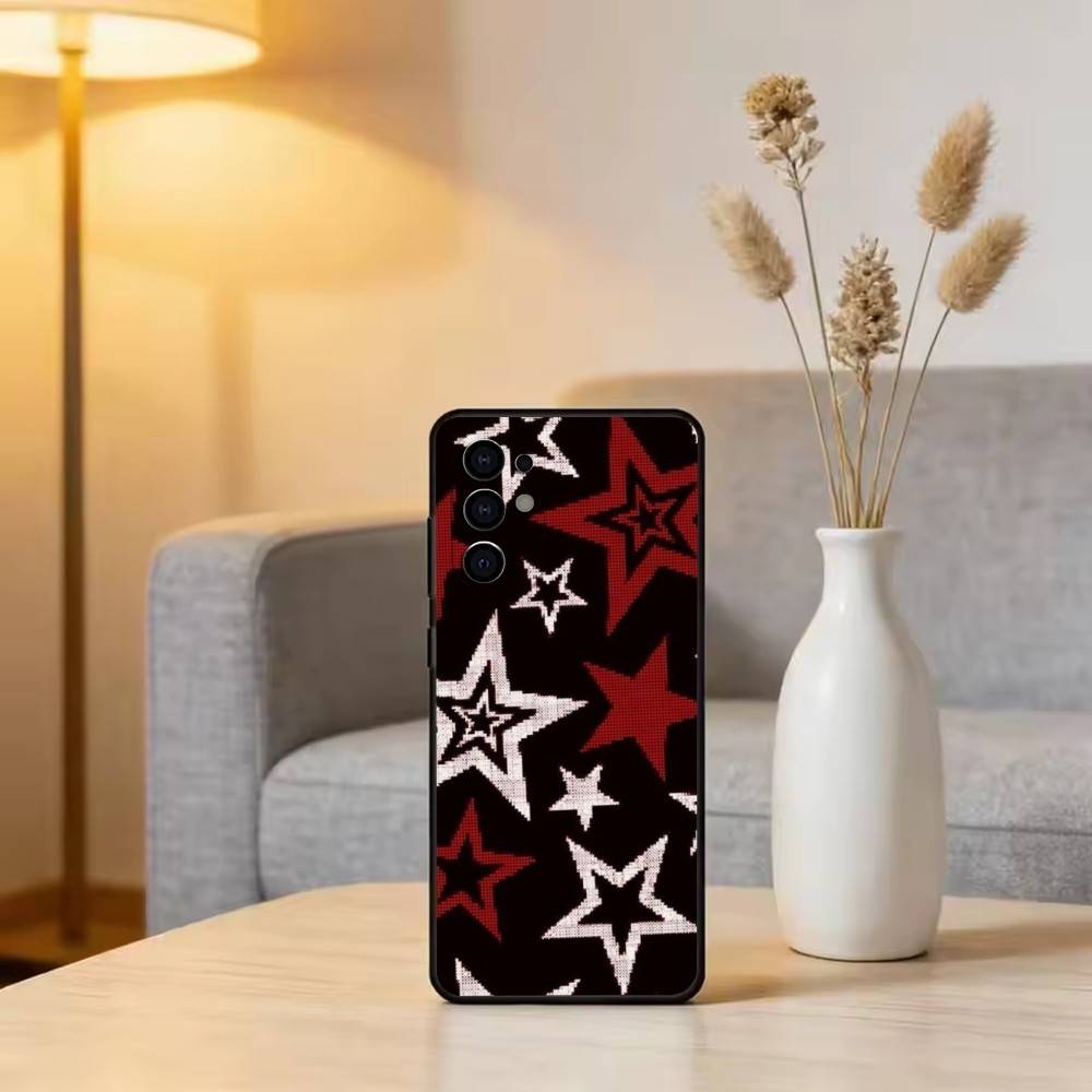 Y-y2K Star Aesthetic Phone Case Black Silicone Soft For Samsung S25,S24,S21,S22,S23,S30,Ultra,S20,Plus,Fe,Lite