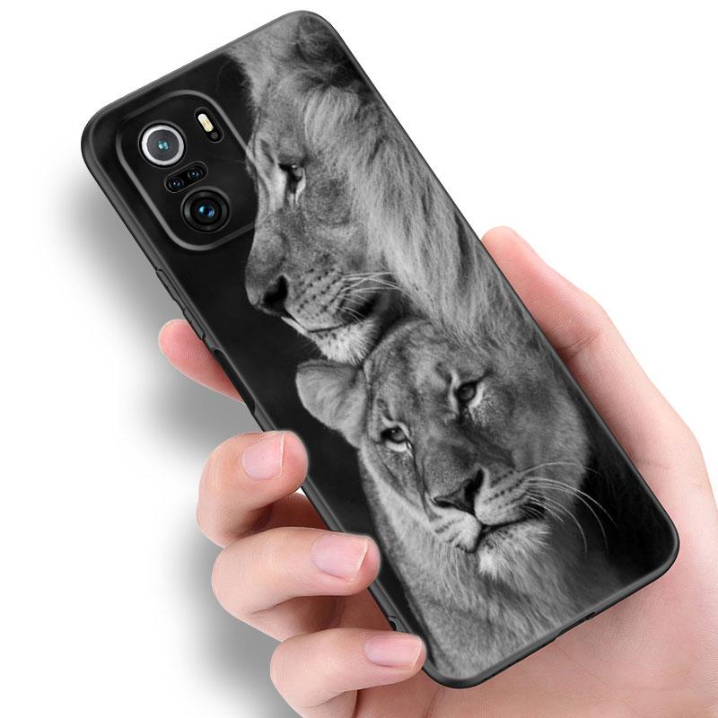 Animal Lion Black Silicone Phone Case For Xiaomi Redmi 7A 8A 9A 10A 11A 9C 10C 12C 13C 11 Prime A1 A2 Plus 12 4G Note 9T 12R