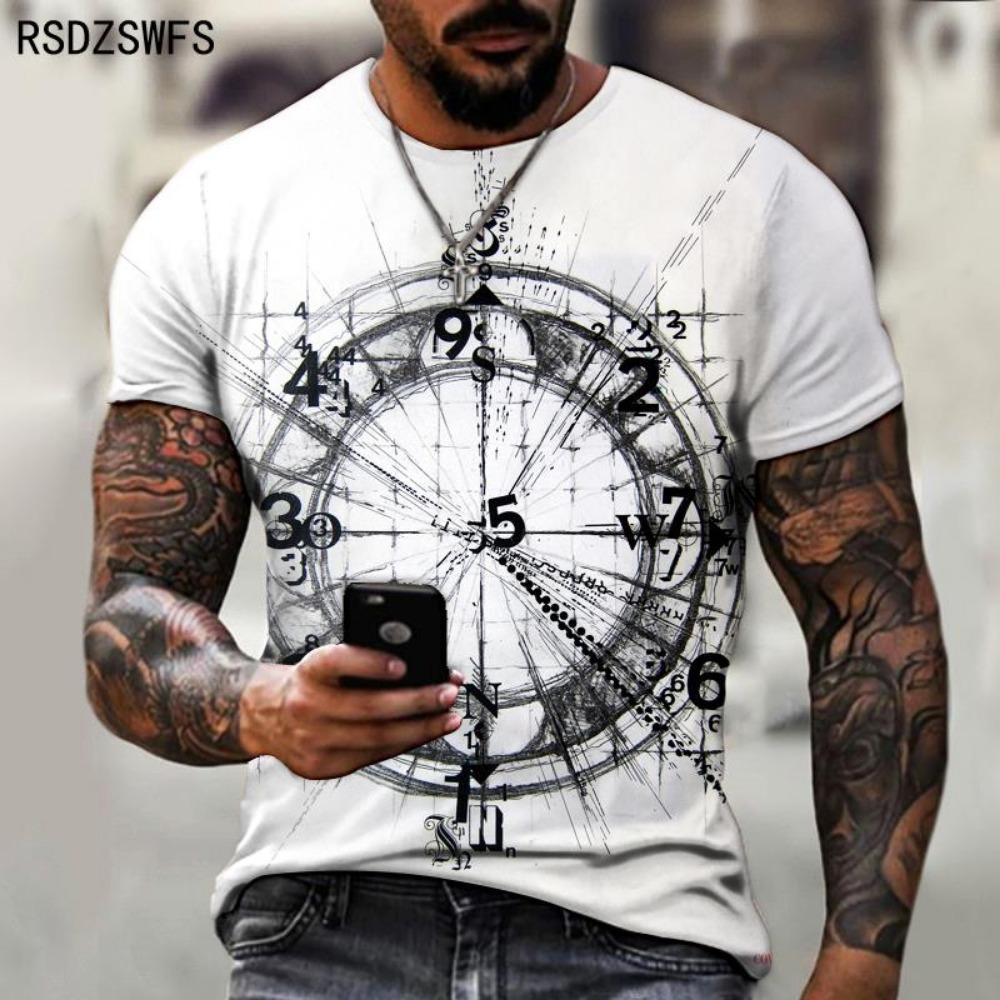 2021 Neues Herren Sommer 3D-gedrucktes Kompass T-Shirt Hip-Hop Stil Übergröße T-Shirt Kreuz-Stil Kurzarm Kleidung XXS-5XL