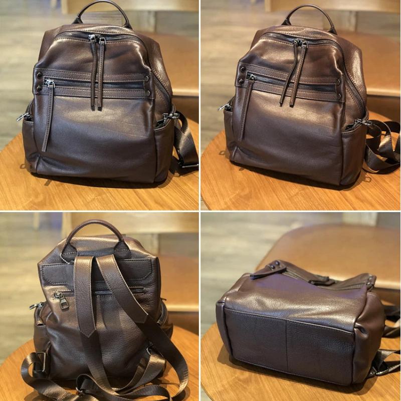 First Layer Cowhide Leather Backpack Female 2025 New Soft Leather Korean Version Large Capacity Weekend Holiday Travel Backpack