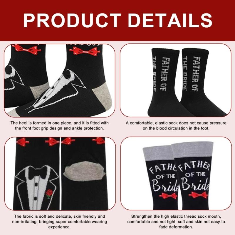 Wedding Socks for Father of the Grooms and Bride Novelty Dad Cotton Crew Socks Gift for Celebrations and Everyday Wear