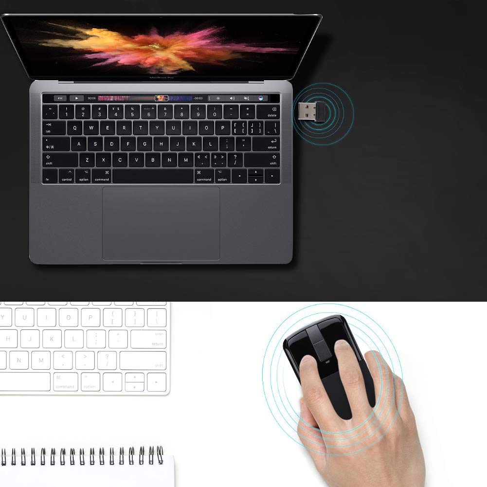 Bluetooth Wireless Foldable Arc Wireless Touch Thin Portable Foldable Optical Mouse Receiver for and Phones Mouse, Mouse, Notebooks, Laptops, Tablets,
