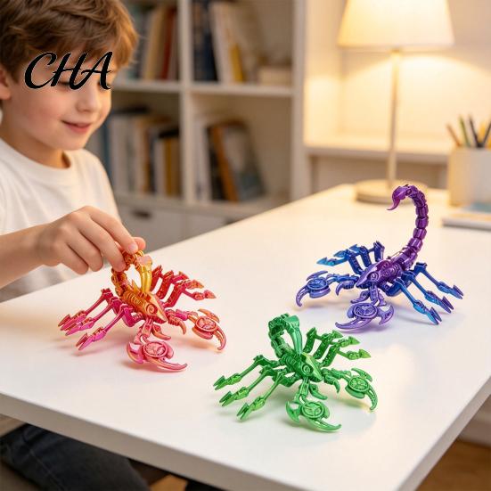 Stress Relief Sensory Toy Articulated Mechanical Scorpion Figurine, 3D Printed Flexible Joints Interactive Mecha Model, Gradient Color Movable Fidget