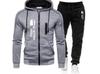 Men's Casual Sports Cardigan Zipper Hoodie & Sweatpants Set with Velvet