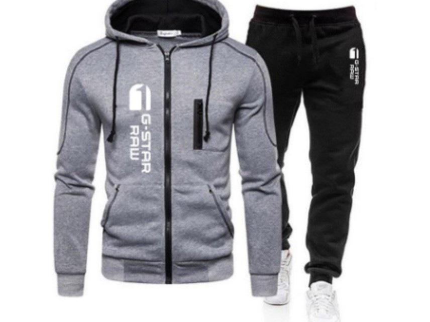 Men's Casual Sports Cardigan Zipper Hoodie & Sweatpants Set with Velvet