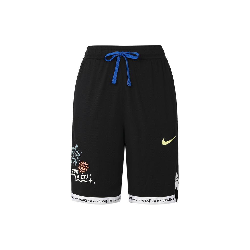 Nike Cartoon Sonnenblumen-Print Lockere Mid-Waist Sportshorts Herrenshorts Schwarz DV3193-010