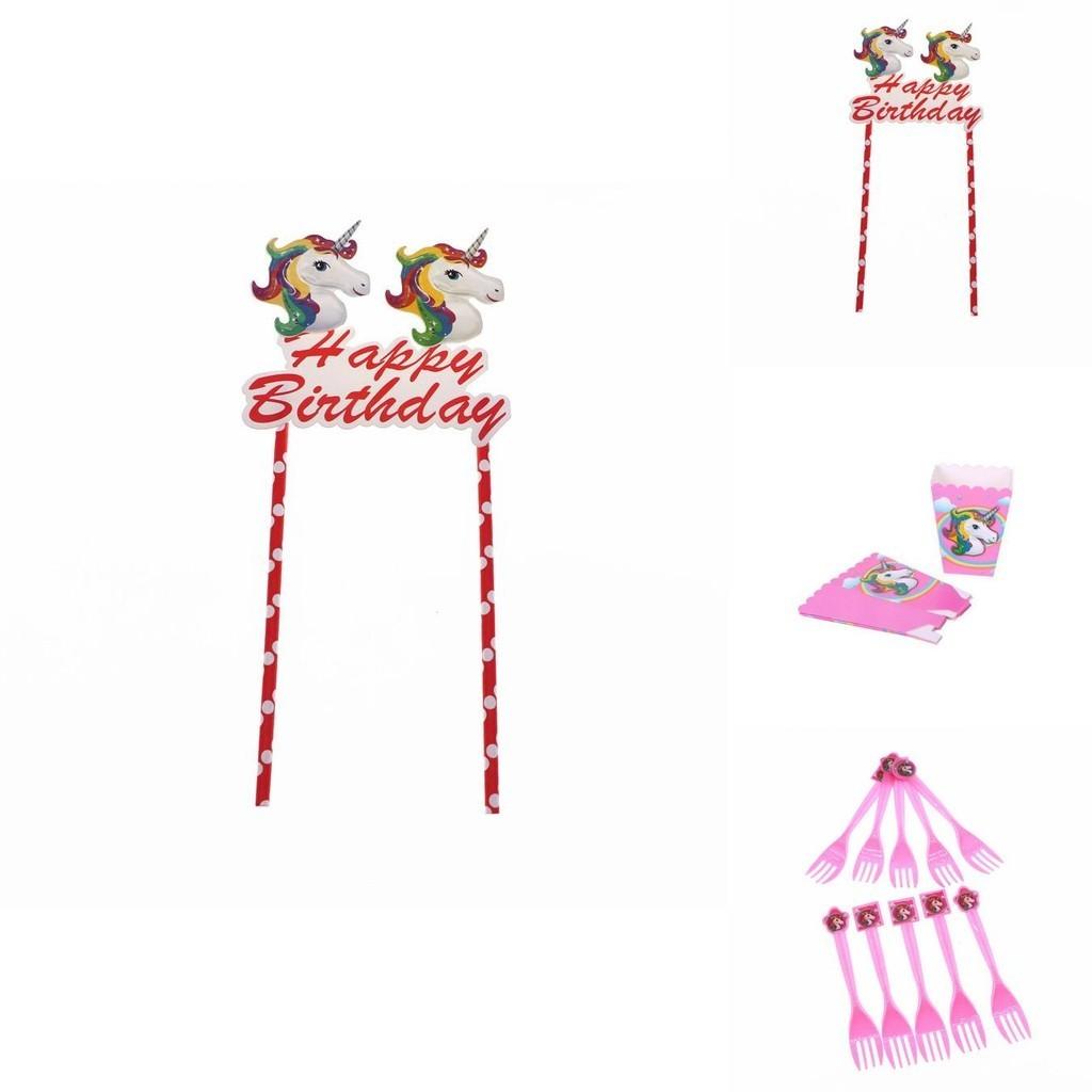 Magische Einhorn Kindergeburtstagsparty Zubehör mit bunten Tellern, Bechern und Bannern