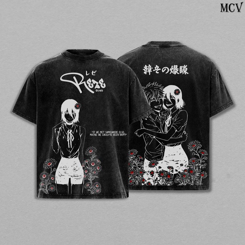 

Помите Чоловік-бензопила Резе Аніме Футболка Для Чоловіків Одяг Гарячий Манга Принт Вінтажна Оверсайз Футболка Харадзюку Y2k Бавовна Вуличний Одяг Жіночий Чоловічий Одяг XXL різнокольоровий