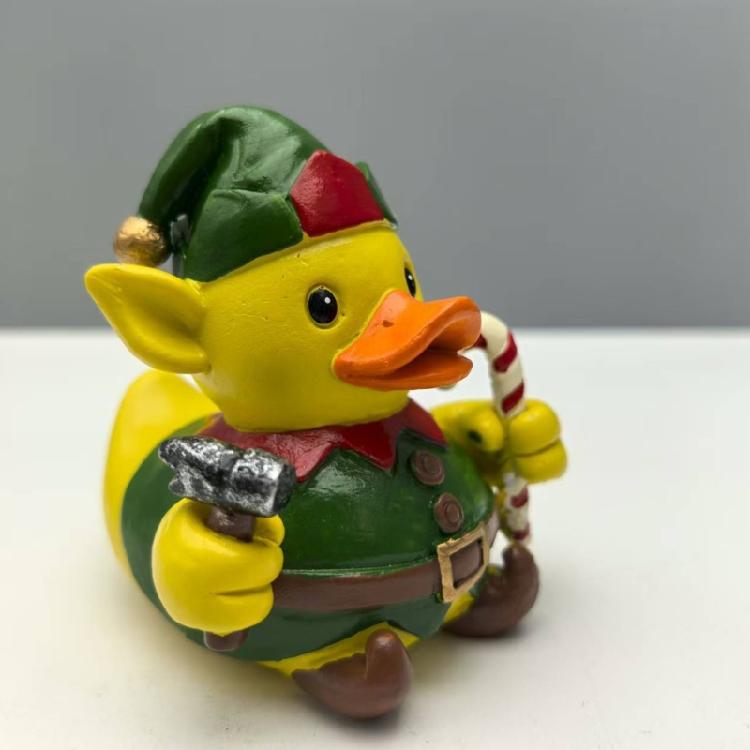 Christmas Duck Statues Animal Figurines Sculptures Desktop Ornament for Bookshelf Home Decors Collectible Figurines