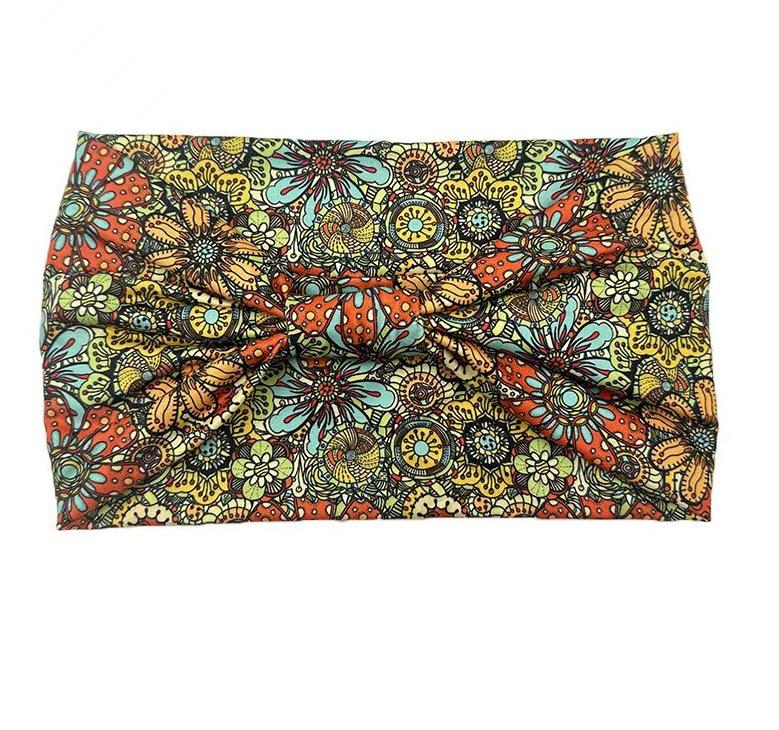 Bohemian Mandala Blume Stirnband: Elastische, atmungsaktive, schweißabsorbierende Damen Kopfbedeckung mit breiter Krempe