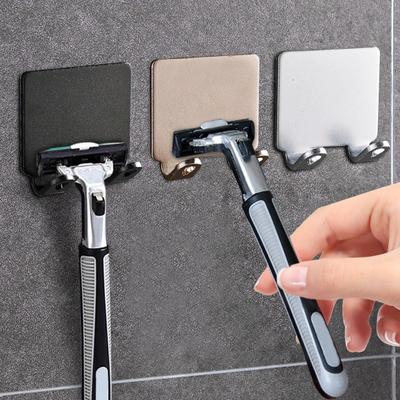 1 Stück Aluminium-Rasierhalter, selbstklebender Rasierer-Aufbewahrungshaken, Wandregalhaken, Badezimmer-Rasierständer, Haushaltshaken-Zubehör