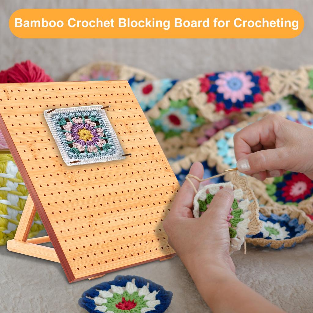 Wood Crochet Blocking Board Kit With Stainless Steel Rod Pins For Knitting Granny Squares Crochet Board Crafting Lovers Gifts